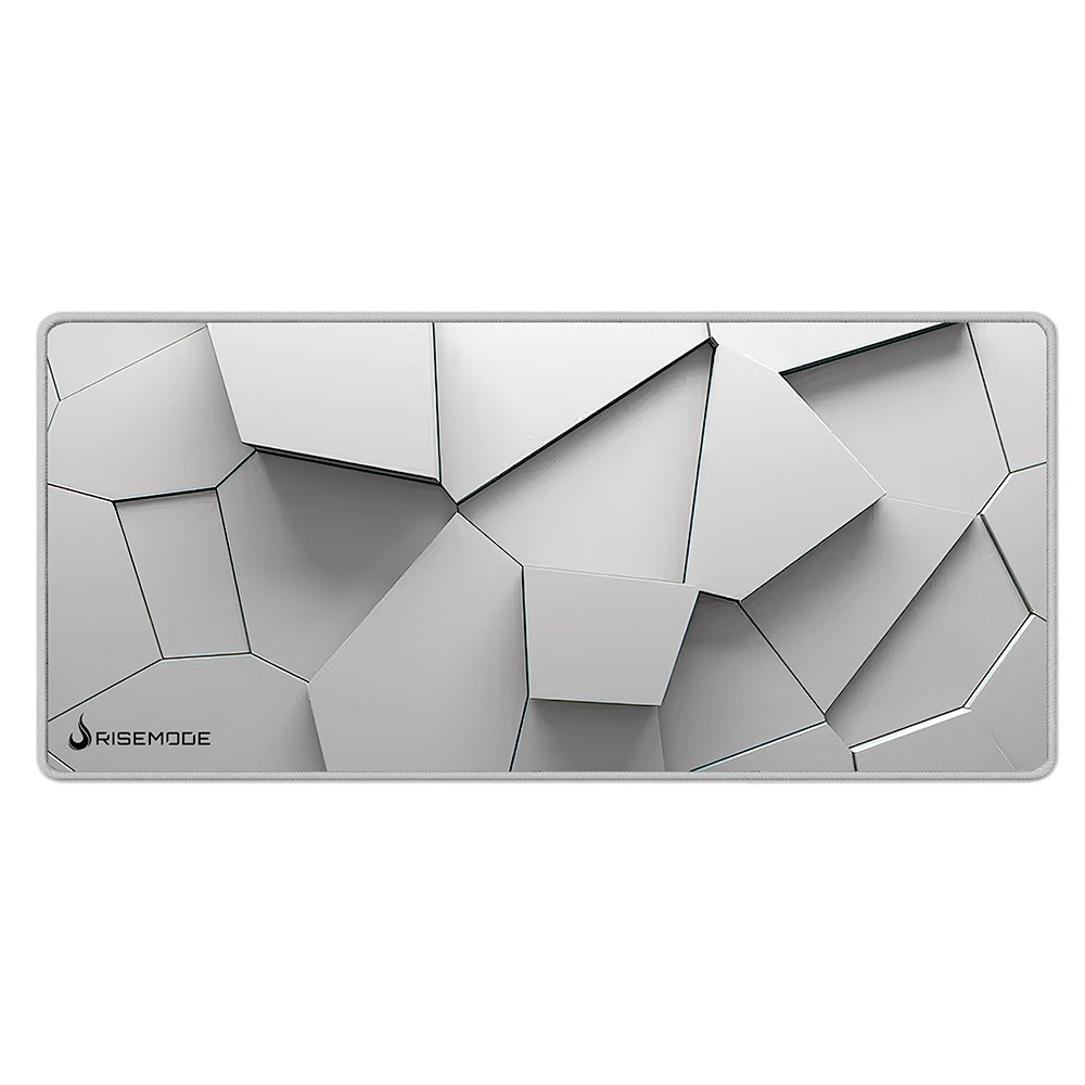 Mousepad Gamer Rise Mode 3D 02, Estendido Pro 900x400mm, Borda Costurada, Branco - RM-MPP-3D2-W