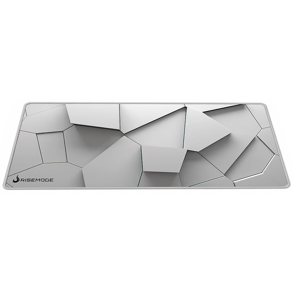 Mousepad Gamer Rise Mode 3D 02, Estendido Pro 900x400mm, Borda Costurada, Branco - RM-MPP-3D2-W