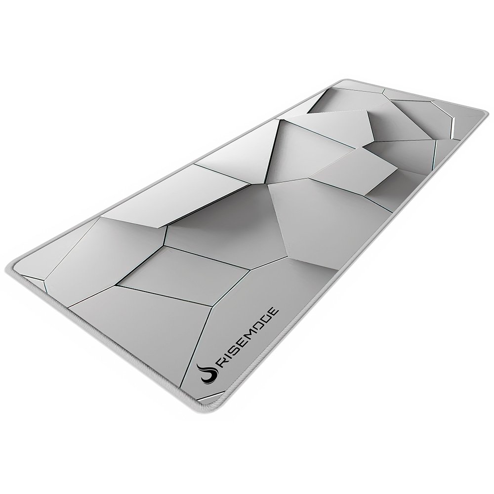 Mousepad Gamer Rise Mode 3D 02, Estendido Pro 900x400mm, Borda Costurada, Branco - RM-MPP-3D2-W