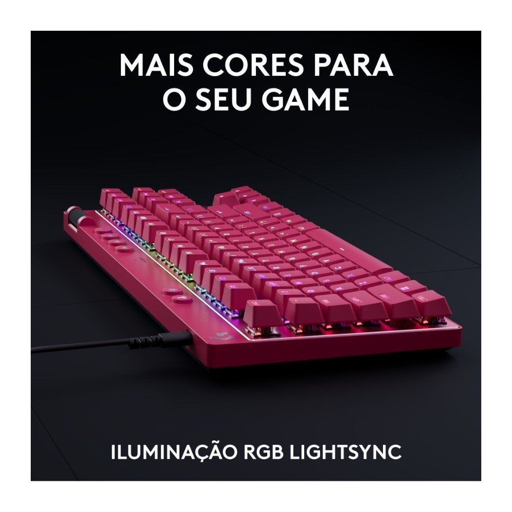 Teclado Gamer Logitech G PRO X TKL RAPID, Switches Magnético-analógicos, Modo Rapid Trigger, Layout US, Magenta - 920-013133 Teclado Gamer Logitech G PRO X TKL RAPID, Switches Magnético-analógicos, Modo Rapid Trigger, Layout US, Magenta - 920-013133