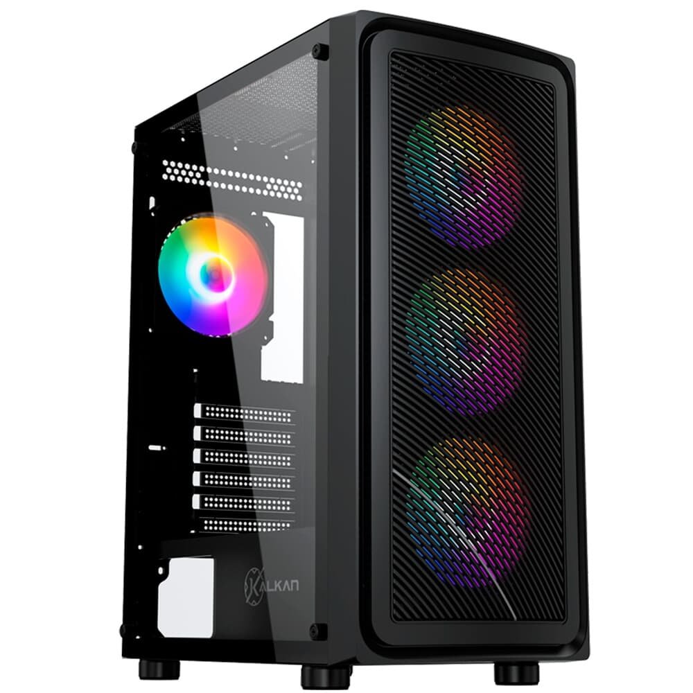 Gabinete Kalkan Joturn, RGB, Mid Tower, Lateral em Vidro, 4X Fans ARGB, Preto - KLK00038 Gabinete Kalkan Joturn, RGB, Mid Tower, Lateral em Vidro, 4X Fans ARGB, Preto - KLK00038