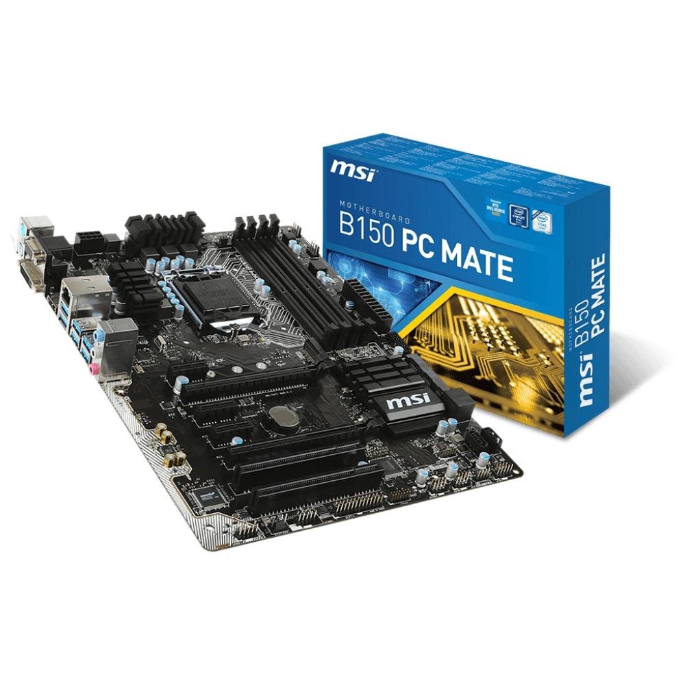 Placa-Mãe MSI p/ Intel LGA 1151 ATX B150 PC Mate DDR4, DVI-D, Àudio 7.1, HDMI, USB 3.1 Placa-Mãe MSI p/ Intel LGA 1151 ATX B150 PC Mate DDR4, DVI-D, Àudio 7.1, HDMI, USB 3.1