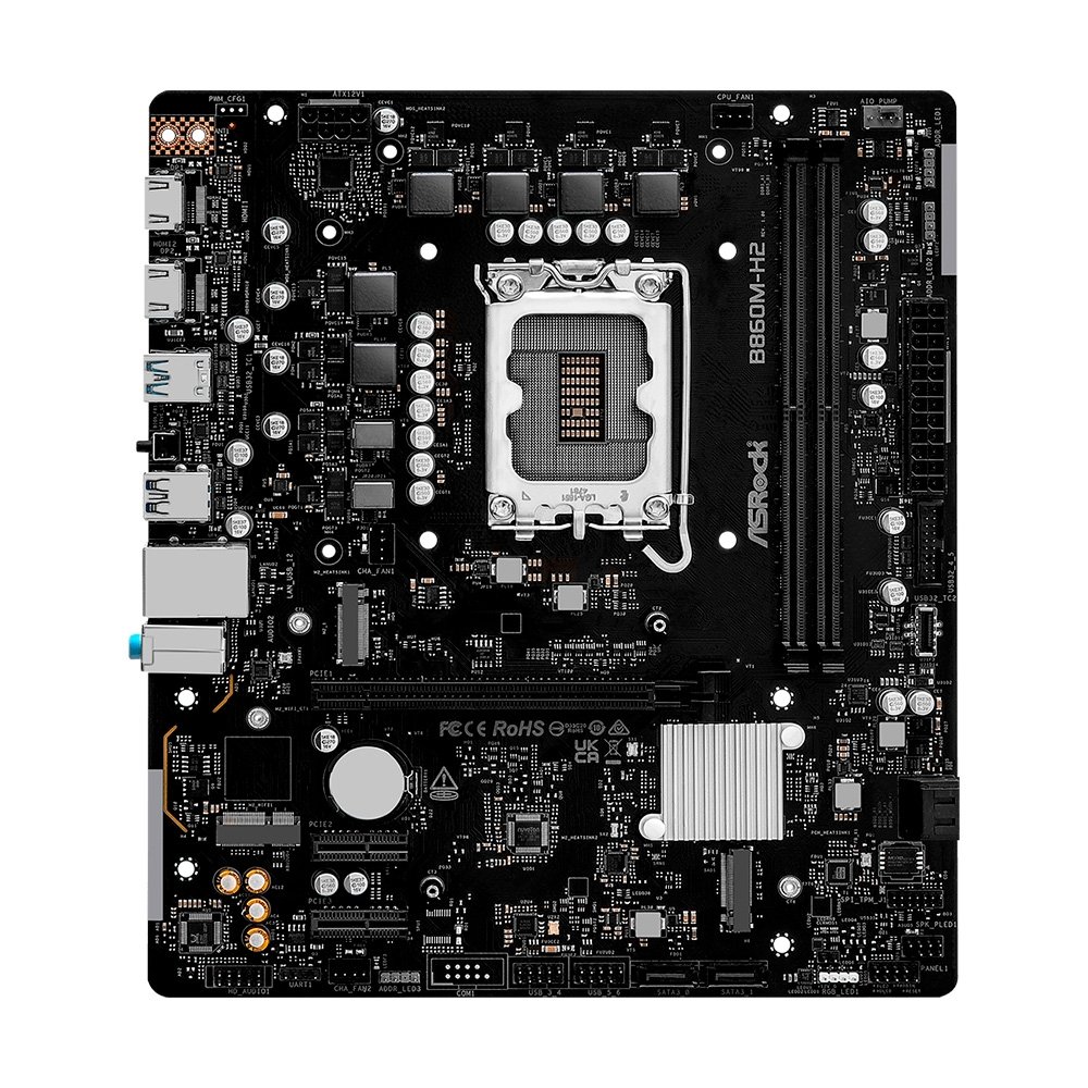 Placa-Mãe ASRock B860M-H2, Intel LGA1851 B860, mATX, DDR5 - 90-MXBS0