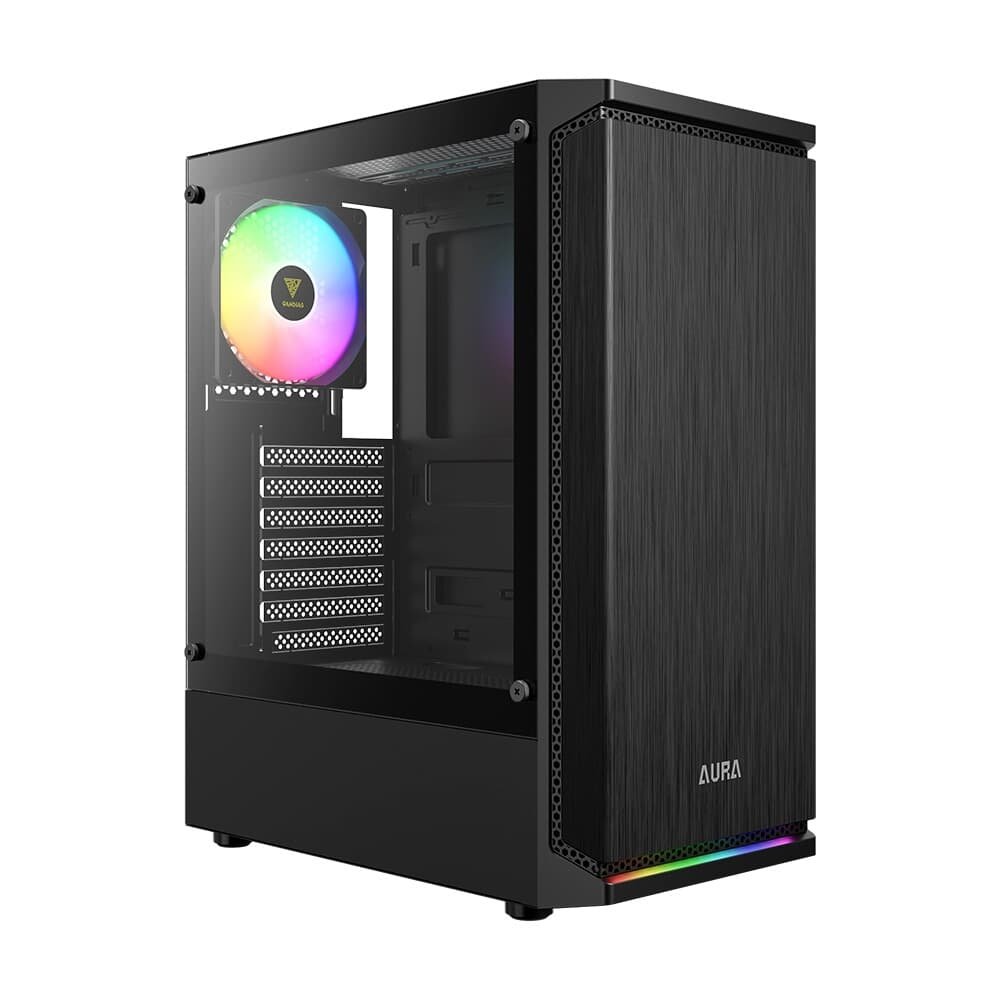 Gabinete Gamer Gamdias Aura GC8, Mid Tower, ARGB, ATX, Lateral em Vidro Temperado, 1x FAN, Preto - AURA GC6 ARGB Gabinete Gamer Gamdias Aura GC8, Mid Tower, ARGB, ATX, Lateral em Vidro Temperado, 1x FAN, Preto - AURA GC6 ARGB