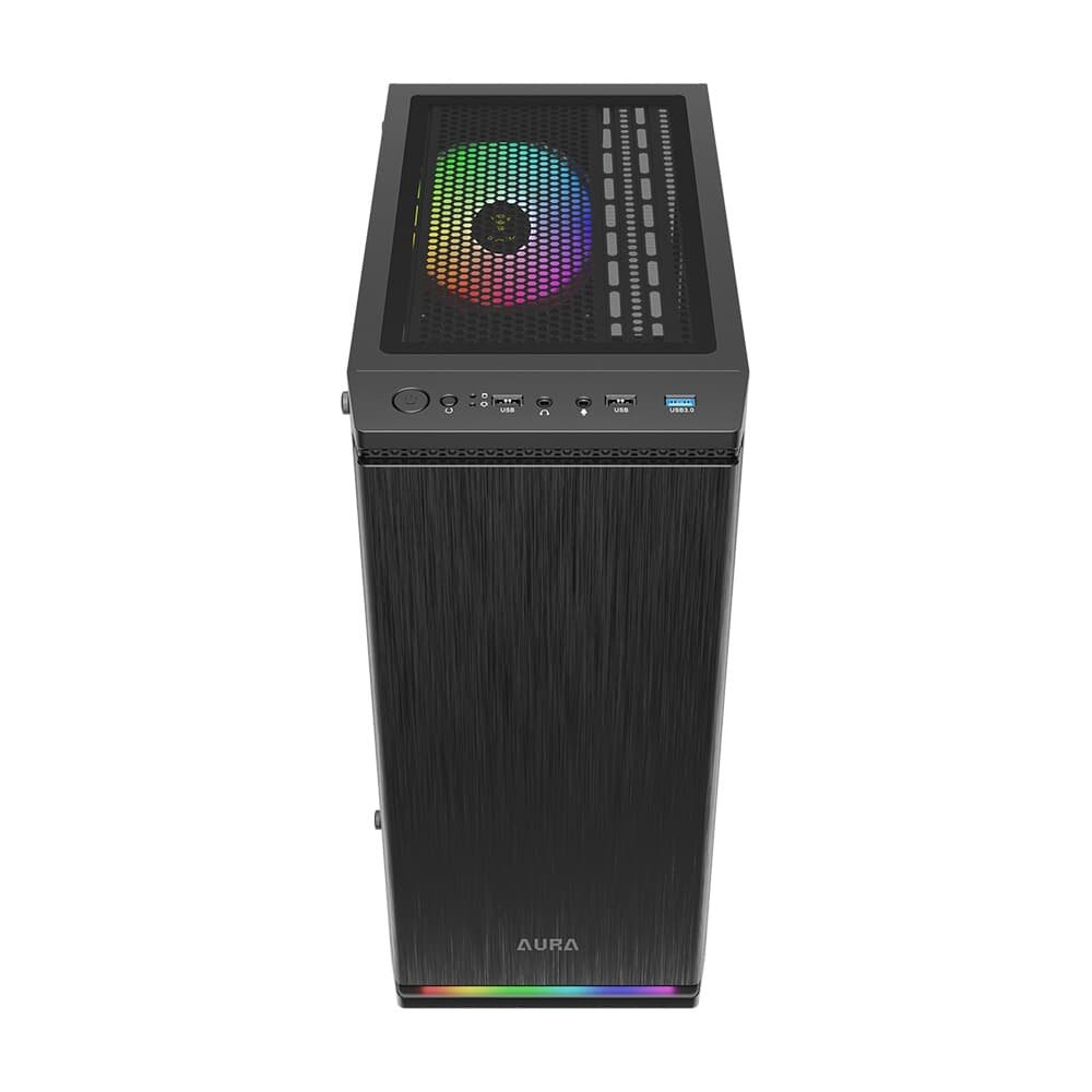 Gabinete Gamer Gamdias Aura GC8, Mid Tower, ARGB, ATX, Lateral em Vidro Temperado, 1x FAN, Preto - AURA GC6 ARGB Gabinete Gamer Gamdias Aura GC8, Mid Tower, ARGB, ATX, Lateral em Vidro Temperado, 1x FAN, Preto - AURA GC6 ARGB