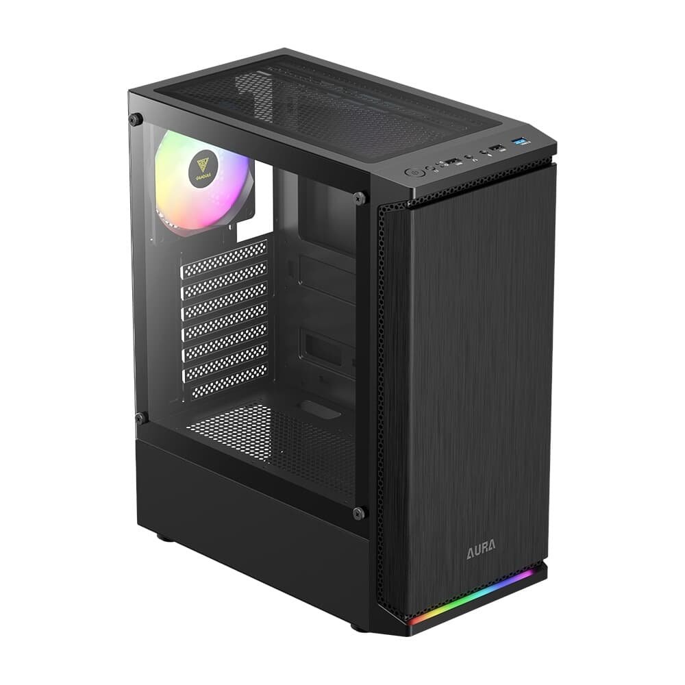 Gabinete Gamer Gamdias Aura GC8, Mid Tower, ARGB, ATX, Lateral em Vidro Temperado, 1x FAN, Preto - AURA GC6 ARGB Gabinete Gamer Gamdias Aura GC8, Mid Tower, ARGB, ATX, Lateral em Vidro Temperado, 1x FAN, Preto - AURA GC6 ARGB