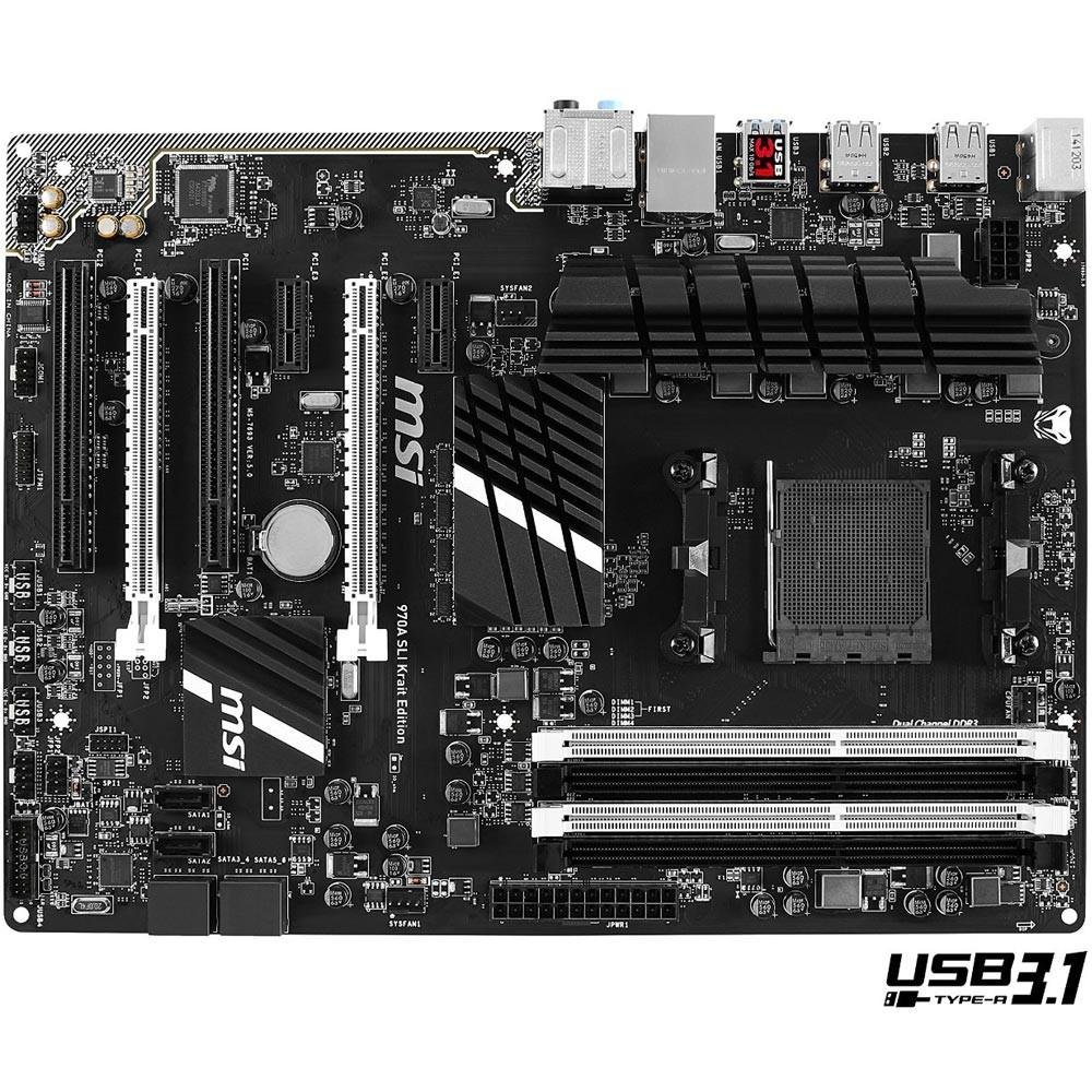 Placa-Mãe MSI p/ AMD AM3+ ATX 970A SLI Krait Edition DDR3