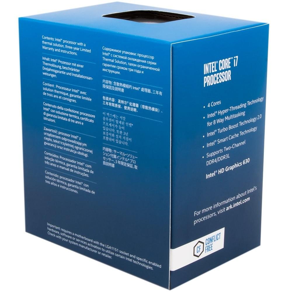 Processador Intel Core i7-7700K Kaby Lake, Cache 8MB 4.2GHz (4.5GHz Max Turbo), LGA 1151 - BX80677I77700K