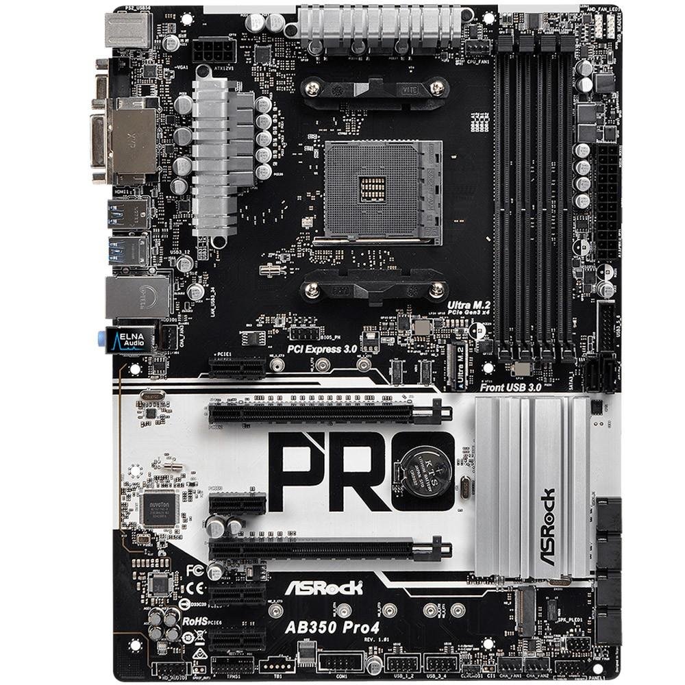 Placa-Mãe ASRock AB350 Pro4, AMD AM4,  ATX, DDR4
