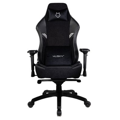 Cadeira Gamer Husky Saucer, Até 150Kg, Braço 4D, Almofadas de Apoio, Massageador de Lombar, Reclinável 135º, Tecido, Preta - HCG800PTT