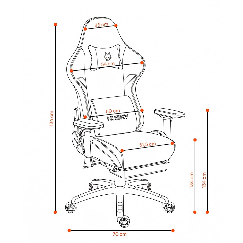Cadeira Gamer Husky Saucer, Até 150Kg, Braço 4D, Almofadas de Apoio, Massageador de Lombar, Reclinável 135º, Tecido, Preta - HCG800PTT - view 12