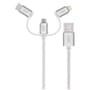 Cabo Trio OEX CE301, USB Com Conectores Micro USB, Type-C E Lightning em Nylon Trançado, 1 Metro, Cinza - 500074