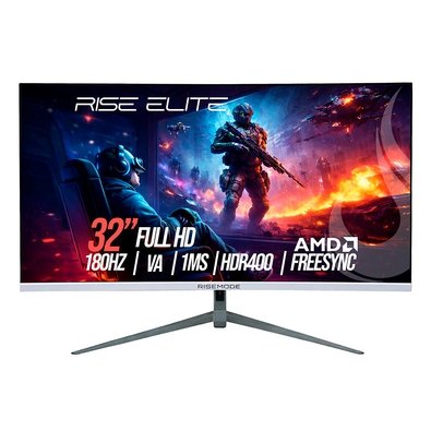 Monitor Gamer Curvo Rise Mode Prime 32", Full HD, 180Hz, 1ms, VA, FreeSync, HDR 400 HDMI e VGA, Branco - RM-MOG-32C180FH-W