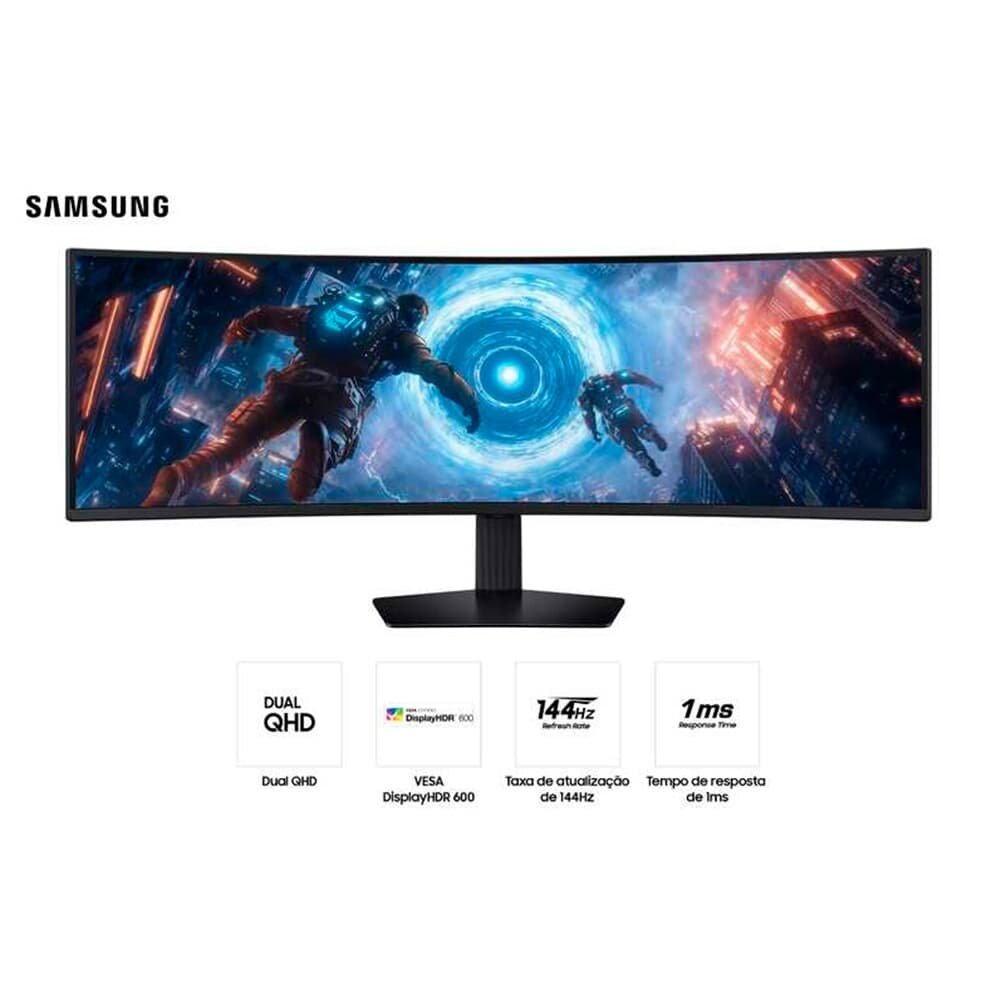 Monitor Gamer Curvo Samsung Odyssey G9 49", DQHD, 144Hz, 1ms, FreeSync Premium Pro, HDR600, Ajuste de Altura - LS49FG910ELXZD