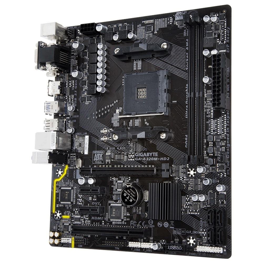 Placa-Mãe Gigabyte GA-A320M-HD2, AMD AM4, mATX, DDR4 Placa-Mãe Gigabyte GA-A320M-HD2, AMD AM4, mATX, DDR4