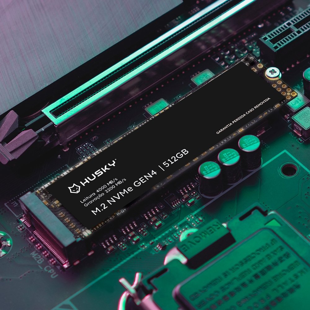 SSD Gen4 Husky ThunderBoost, 512GB, M.2 NVMe, Leitura 4000 MB/s, Escrita 2200 MB/s - HSSD512GEN4 SSD Gen4 Husky ThunderBoost, 512GB, M.2 NVMe, Leitura 4000 MB/s, Escrita 2200 MB/s - HSSD512GEN4