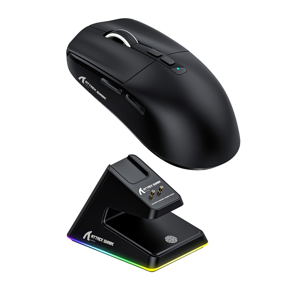 Mouse Gamer sem Fio Attack Shark X6 Ultraleve com Base de Carregamento Magnético RGB, Tri-Mode, 26.000 DPI, Sensor Óptico PAW3395, 7 Botões Programáveis - Preto Mouse Gamer sem Fio Attack Shark X6 Ultraleve com Base de Carregamento Magnético RGB, Tri-Mode, 26.000 DPI, Sensor Óptico PAW3395, 7 Botões Programáveis - Preto