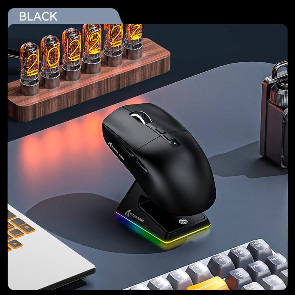 Mouse Gamer sem Fio Attack Shark X6 Ultraleve com Base de Carregamento Magnético RGB, Tri-Mode, 26.000 DPI, Sensor Óptico PAW3395, 7 Botões Programáveis - Preto Mouse Gamer sem Fio Attack Shark X6 Ultraleve com Base de Carregamento Magnético RGB, Tri-Mode, 26.000 DPI, Sensor Óptico PAW3395, 7 Botões Programáveis - Preto