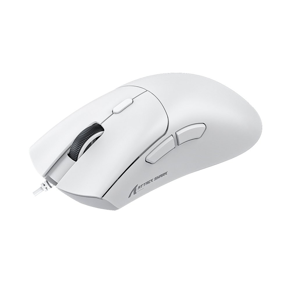 Mouse Gamer com Fio Attack Shark R1 Ultraleve e design Ergonômico, 12.800 DPI, 6 Botões - Branco Mouse Gamer com Fio Attack Shark R1 Ultraleve e design Ergonômico, 12.800 DPI, 6 Botões - Branco