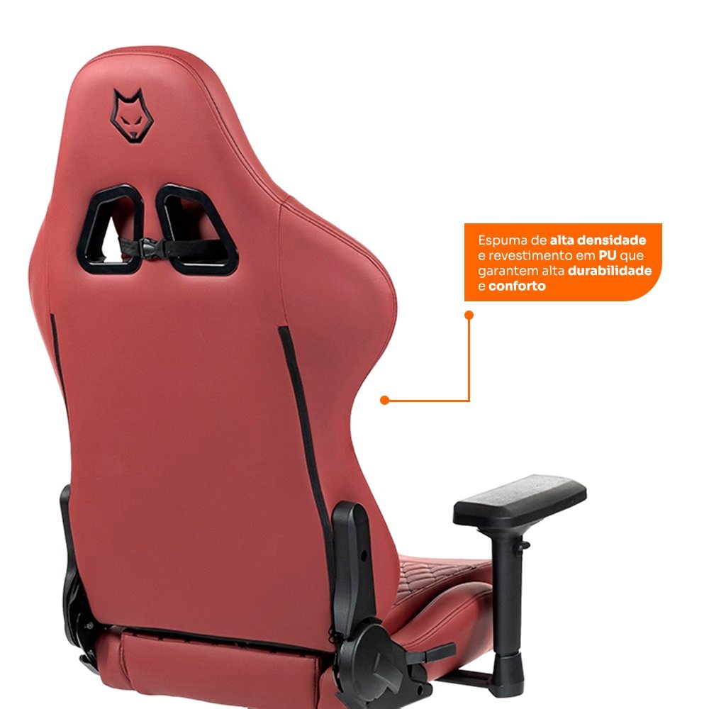 Cadeira Gamer Husky Tempest 4D, Até 145kg, Braços 4D, Almofadas, Reclinável 150º, PU, Descanso para Pés, Vermelha -  HCG700VR4D - view 9