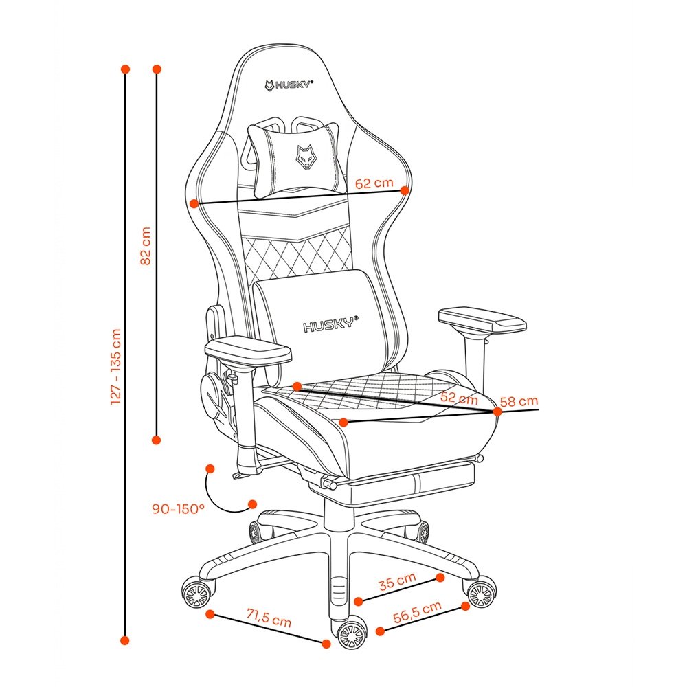Cadeira Gamer Husky Tempest 4D, Até 145kg, Braços 4D, Almofadas, Reclinável 150º, PU, Descanso para Pés, Vermelha -  HCG700VR4D - view 12