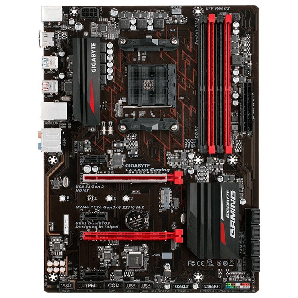 Placa-Mãe Gigabyte GA-AX370-Gaming, AMD AM4, ATX, DDR4 Placa-Mãe Gigabyte GA-AX370-Gaming, AMD AM4, ATX, DDR4