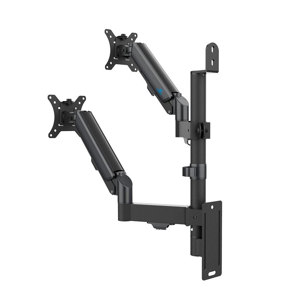 Suporte de Parede Articulado para 2 Monitores de 17" a 32" Ergofirst, Ajuste com Pistão a Gás, Preto - G16-124