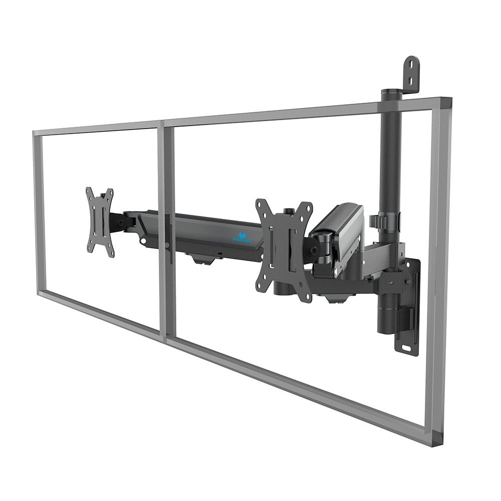 Suporte de Parede Articulado para 2 Monitores de 17" a 32" Ergofirst, Ajuste com Pistão a Gás, Preto - G16-124