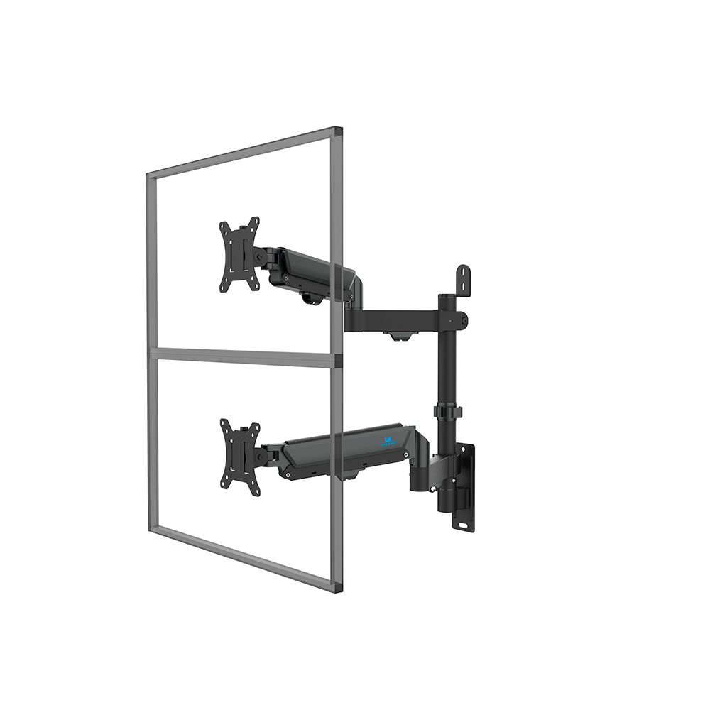 Suporte de Parede Articulado para 2 Monitores de 17" a 32" Ergofirst, Ajuste com Pistão a Gás, Preto - G16-124
