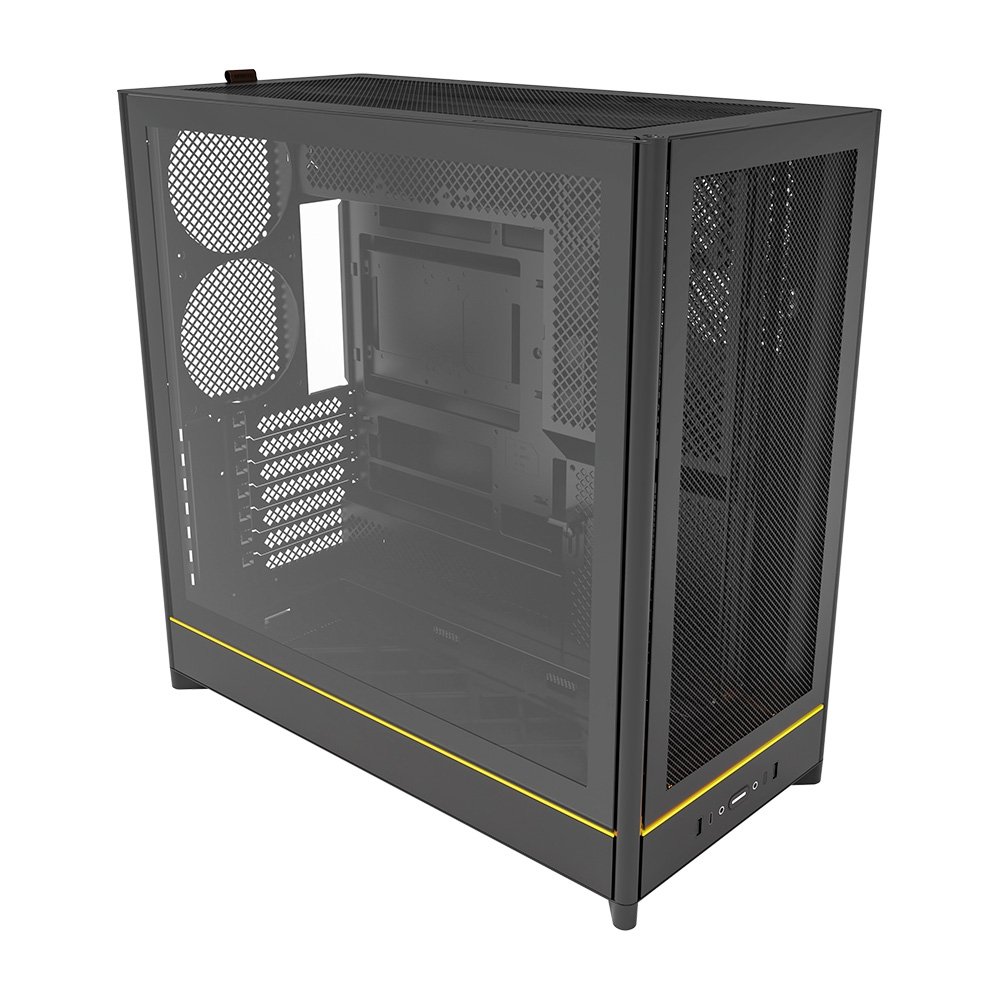Gabinete Gamer Montech HS01, Mid-Tower, ATX, Vidro Temperado, Sem FANs, Preto - HS01BK Gabinete Gamer Montech HS01, Mid-Tower, ATX, Vidro Temperado, Sem FANs, Preto - HS01BK