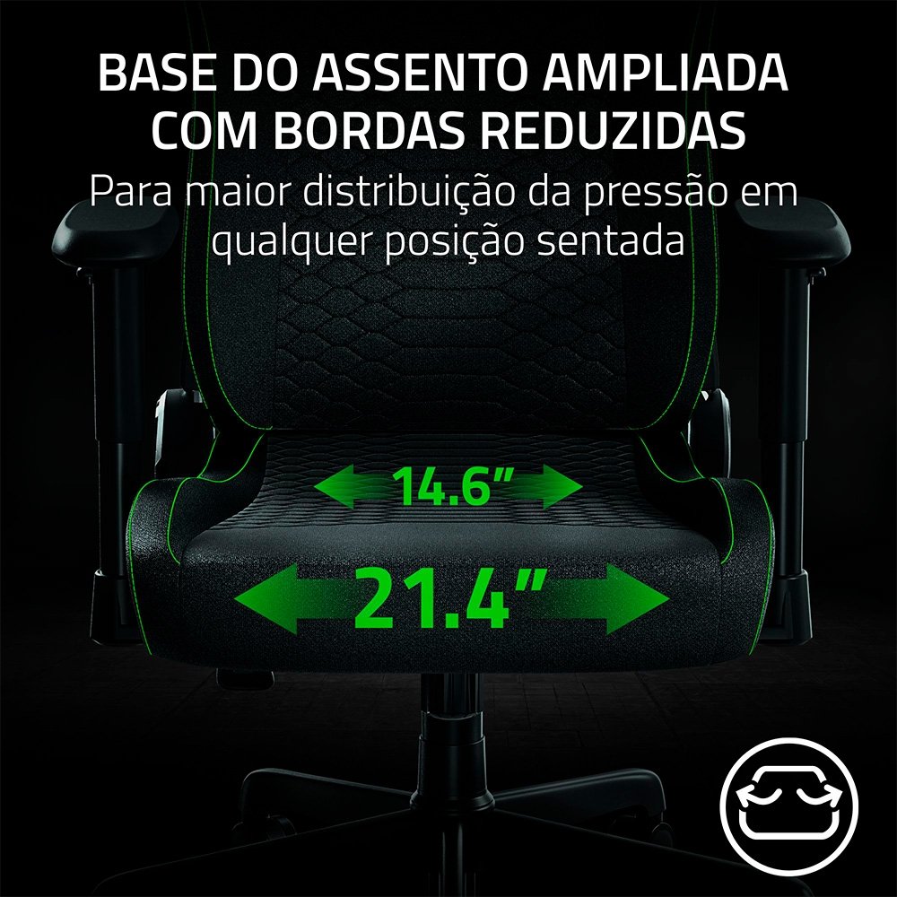 Cadeira Gamer Razer Iskur V2 X, Até 136Kg, Reclinável, Almofada, Cilindro de Gás Classe 4, Tecido, Preta - RZ38-05310100-R3UA - view 8