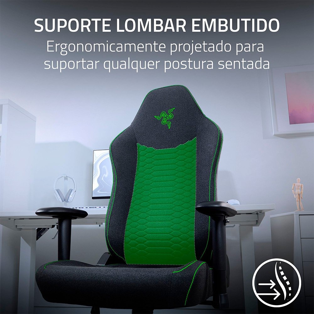 Cadeira Gamer Razer Iskur V2 X, Até 136Kg, Reclinável, Almofada, Cilindro de Gás Classe 4, Tecido, Preta - RZ38-05310100-R3UA - view 11