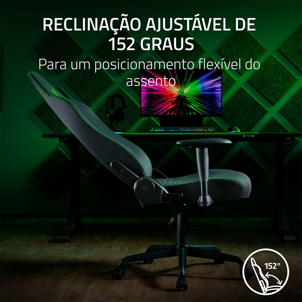 Cadeira Gamer Razer Iskur V2 X, Até 136Kg, Reclinável, Almofada, Cilindro de Gás Classe 4, Tecido, Preta - RZ38-05310100-R3UA Cadeira Gamer Razer Iskur V2 X, Até 136Kg, Reclinável, Almofada, Cilindro de Gás Classe 4, Tecido, Preta - RZ38-05310100-R3UA