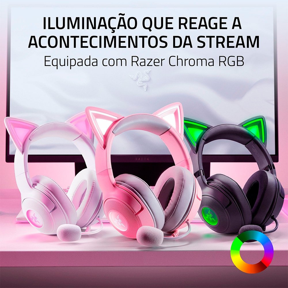 Headset Razer Kraken Kitty V2 RGB USB | KaBuM!