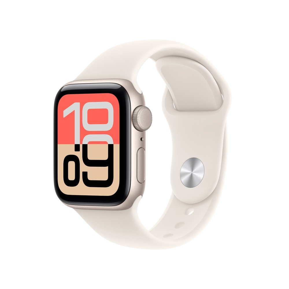 Apple Watch SE 3 GPS, Caixa Estelar de Alumínio de 44 mm, Pulseira Esportiva Estelar, Tamanho M/G - MEHJ4AM/A