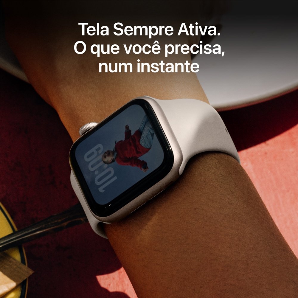 Apple Watch SE 3 GPS, Caixa Estelar de Alumínio de 44 mm, Pulseira Esportiva Estelar, Tamanho M/G - MEHJ4AM/A