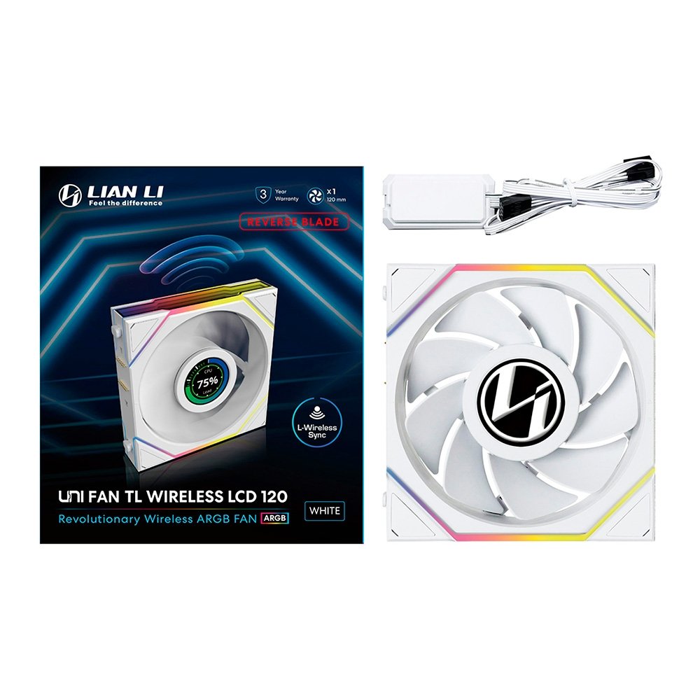Fan Lian Li Uni Fan TL LCD 120 ARGB Branco | KaBuM