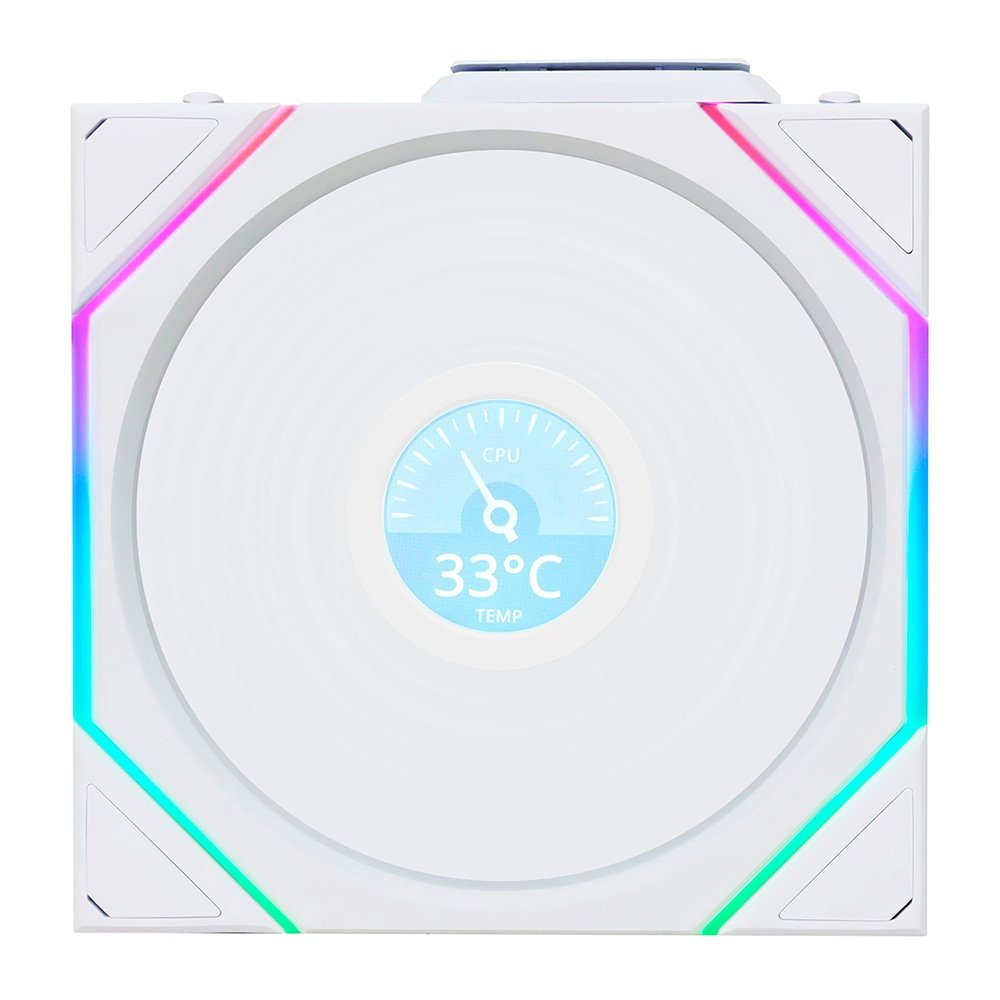 Ventoinha Lian Li UNI FAN TL LCD, 120mm, ARGB, Reverse Blade, Branca - 12RTLLCD1W1W
