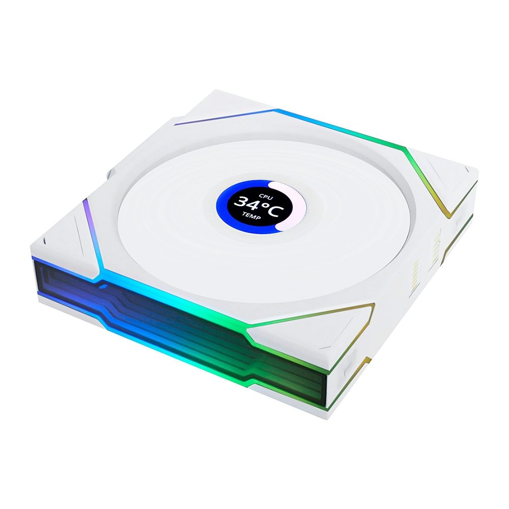 Ventoinha Lian Li UNI FAN TL LCD, 120mm, ARGB, Reverse Blade, Branca - 12RTLLCD1W1W