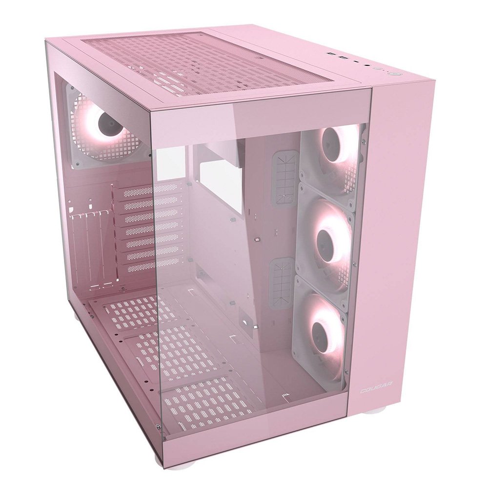 Gabinete Gamer Cougar Uniface, Mid Tower, RGB, ATX, Lateral em Vidro Temperado, com 4 Fans, Rosa - 385KA10.0005
