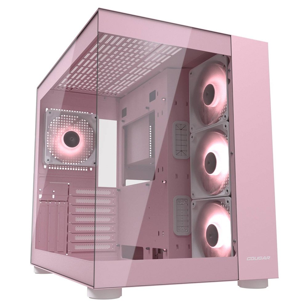 Gabinete Gamer Cougar Uniface, Mid Tower, RGB, ATX, Lateral em Vidro Temperado, com 4 Fans, Rosa - 385KA10.0005
