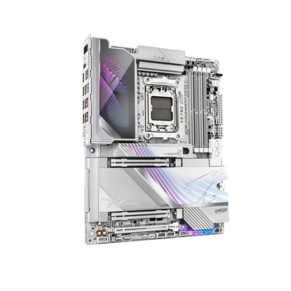 Placa Mãe Gigabyte X870E AORUS MASTER X3D ICE, AMD AM5, E-ATX, DDR5, PCIe 5.0, Wi-Fi 7, Bluetooth, Branco - X870E A MASTER X ICE