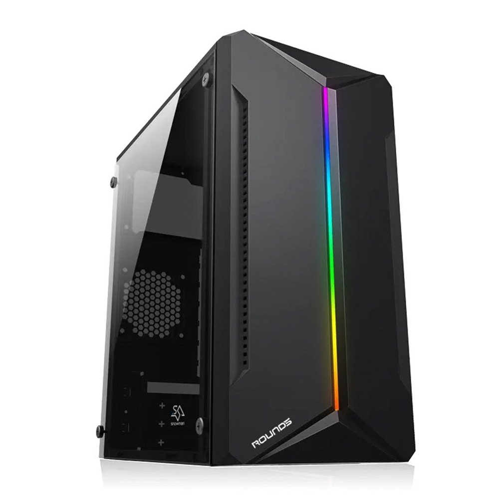 Gabinete Gamer Round5 Mants, Mini Tower, RGB, M-ATX, Lateral em Vidro, Preto - R5-MANTS-B-2178