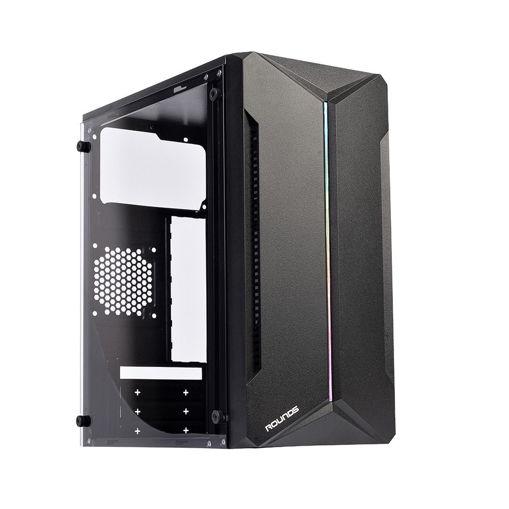 Gabinete Gamer Round5 Mants, Mini Tower, RGB, M-ATX, Lateral em Vidro, Preto - R5-MANTS-B-2178