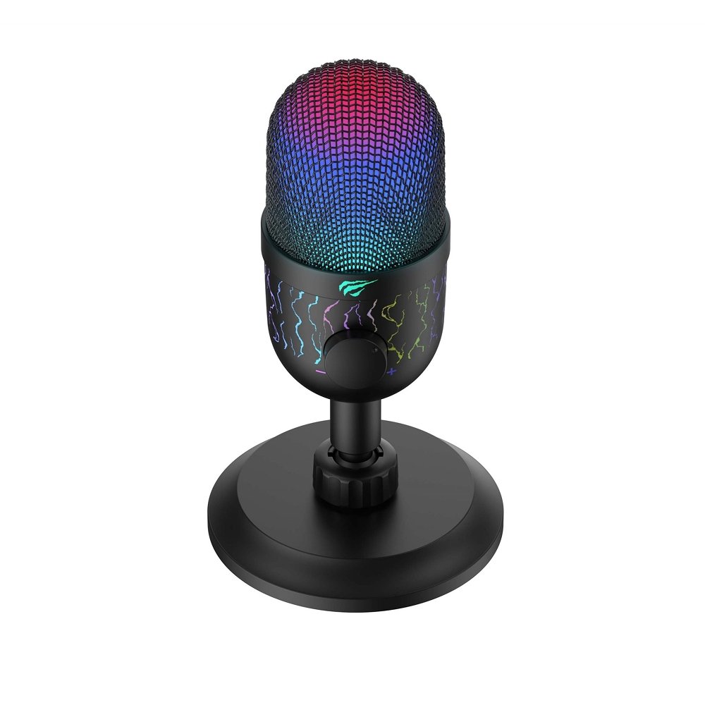 Microfone Gamer Havit GK52, RGB, Cardioide, Conexão 3.5mm, Preto - GK52