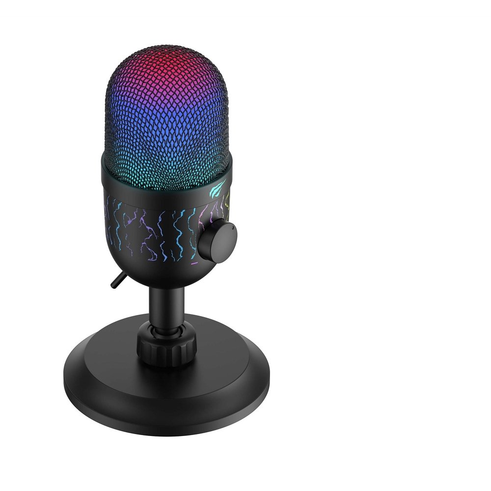 Microfone Gamer Havit GK52, RGB, Cardioide, Conexão 3.5mm, Preto - GK52