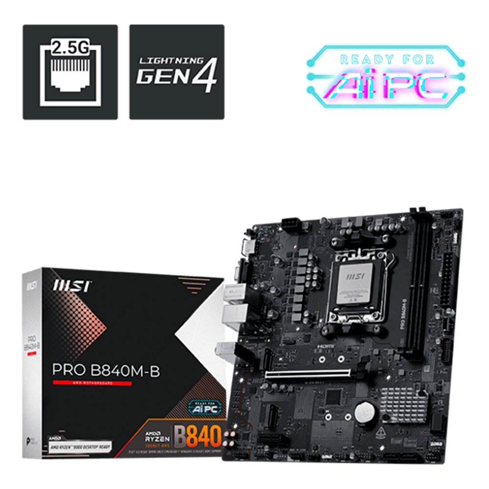 Placa-Mãe MSI PRO B840M-B, AMD B840, DDR5, Preto - PRO B840M-B