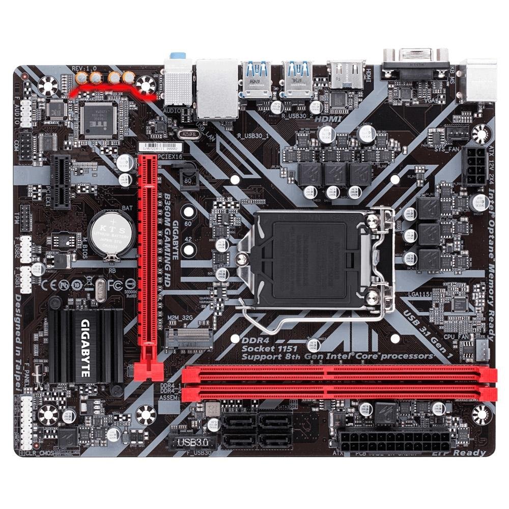 Placa-Mãe Gigabyte B360M Gaming HD, Intel LGA 1151, mATX, DDR4