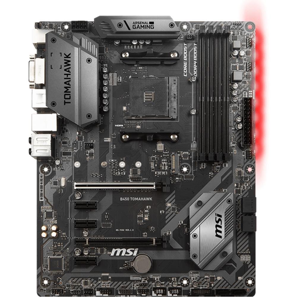 Placa-Mãe MSI B450 Tomahawk, AMD AM4, ATX, DDR4 Placa-Mãe MSI B450 Tomahawk, AMD AM4, ATX, DDR4