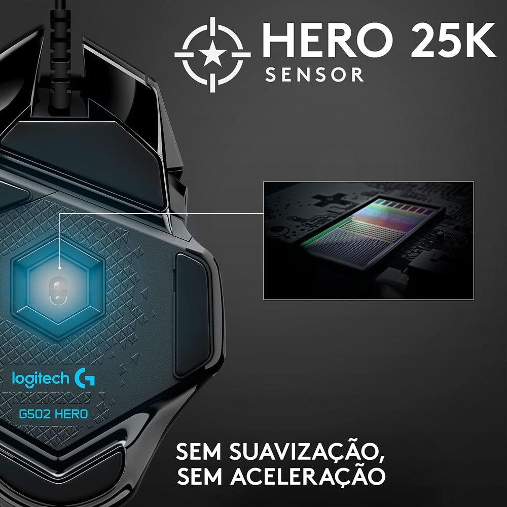 その他 g502 HERO Mouse RBG Ajustável para Jogos Logitech G502 Hero